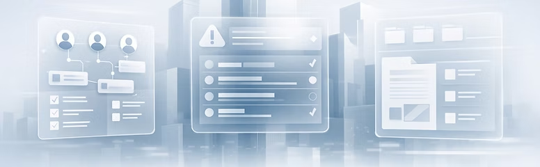 Painéis digitais representando gestão de informações e contato